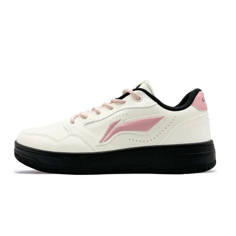 Li Ning Slip Resistant Abrasion Resistant Low top Skateboard Shoes Unisex Beige Pink