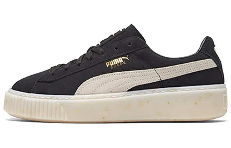 PUMA Suede Platform Black/White/Gold Board Shoes Women's