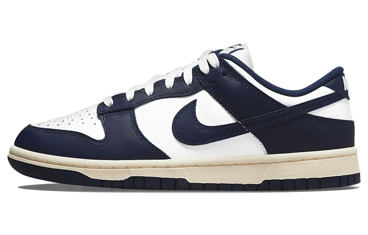 Nike Dunk 'Midnight Navy And White' Vintage Low top Skateboard Shoes Women's Marine Blue