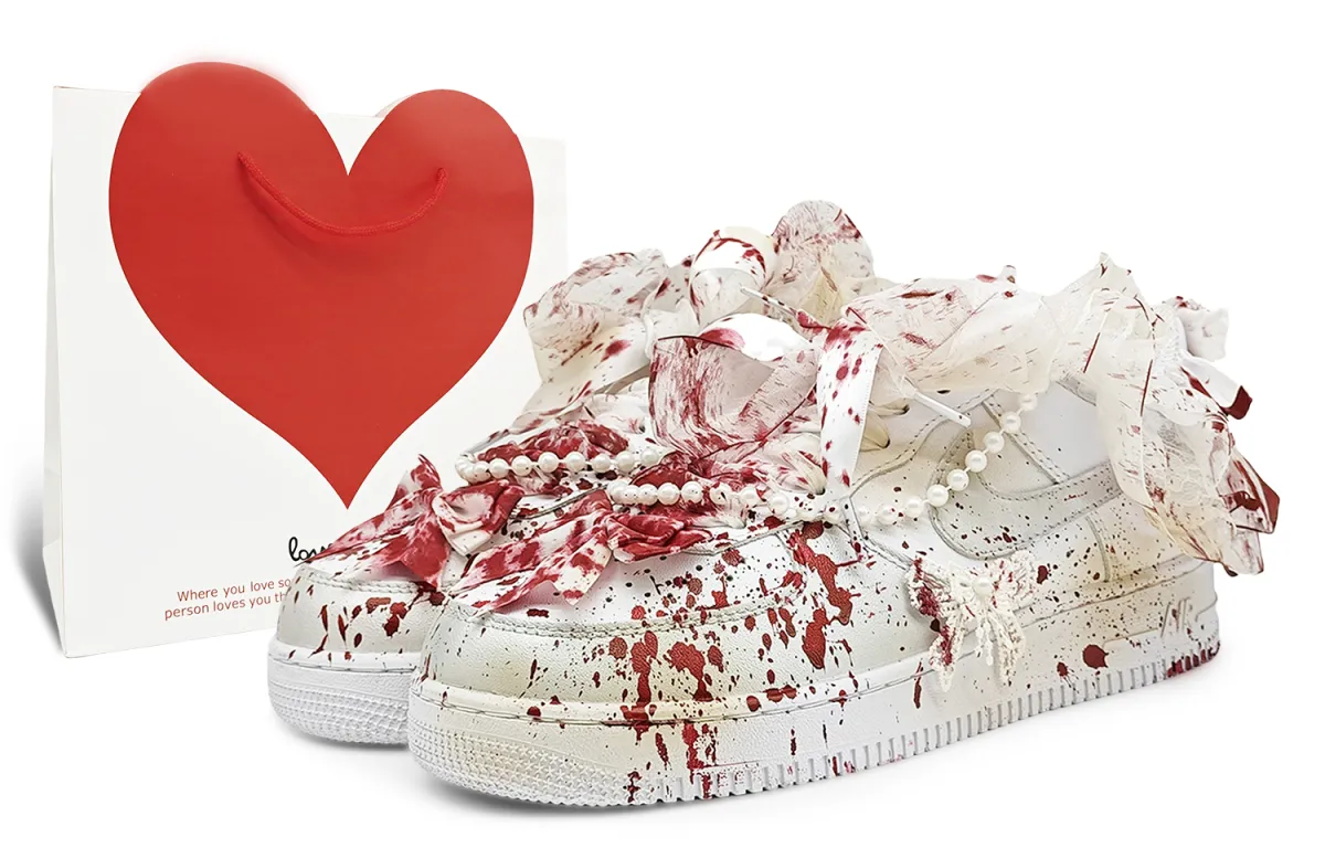 Nike Air Force 1 Abrasion Resistant Low top Skateboard Shoes Unisex White Red