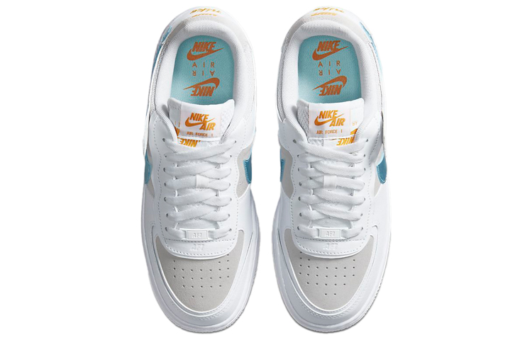 Женские кроссовки Nike Air Force 1 Shadow (бело-серо-синие) — фото 4