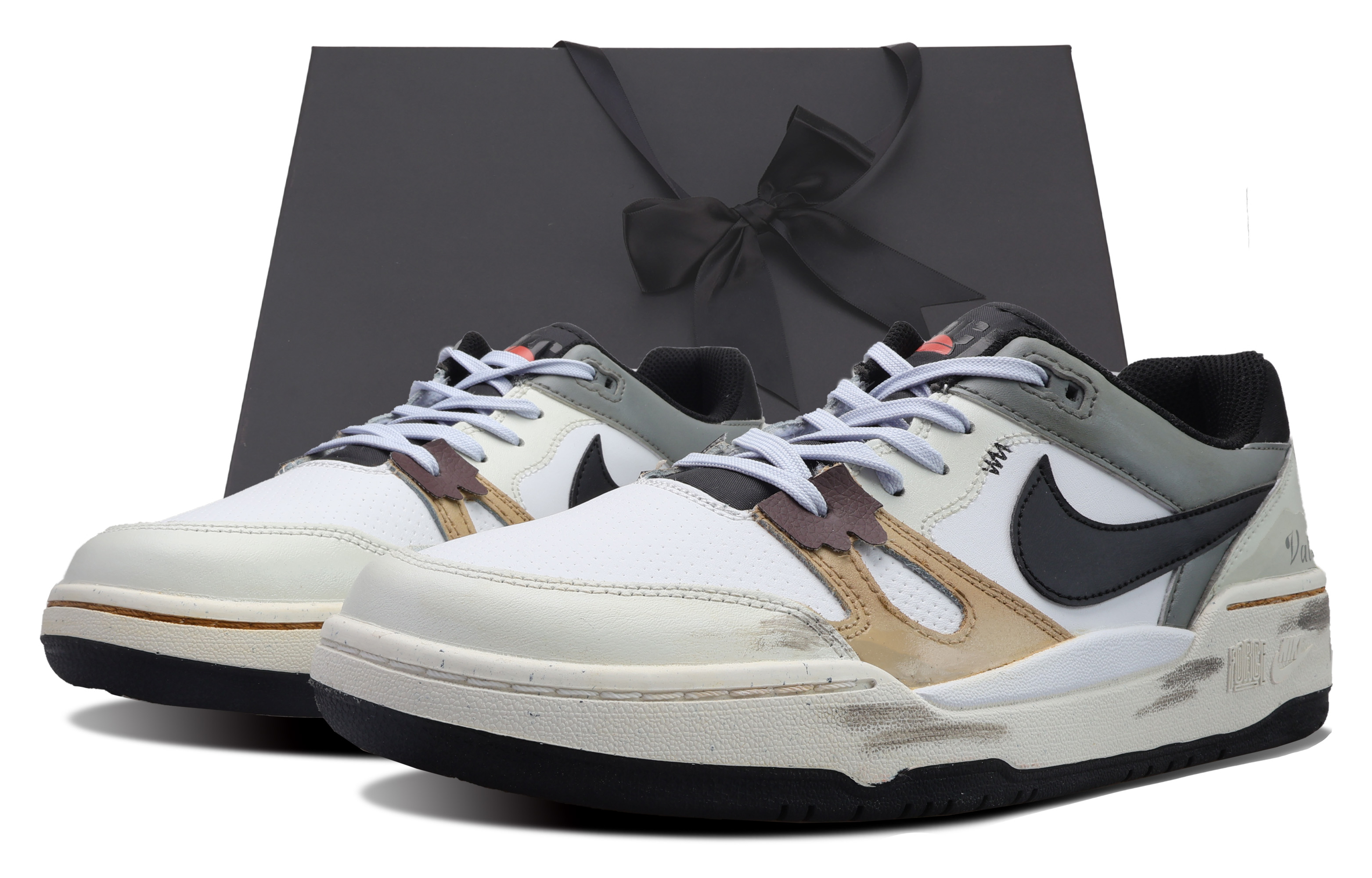 Nike Full Force Year Of The Dragon VALE Leather Coverage Low top Skateboard Shoes Men's Brown White