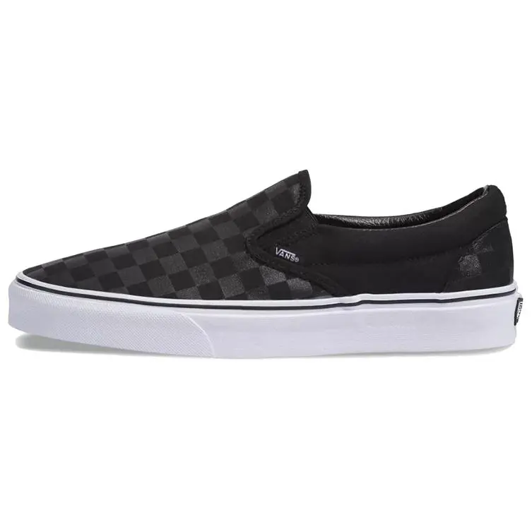 Vans Checkerboard Classic Slip on Abrasion Resistant Lightweight Low top Skateboard Shoes Unisex Black