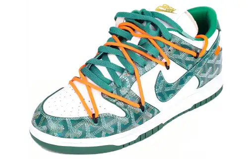 THE SHOE SURGEON x Nike Air Dunk Jumbo Leather Trendy Slip Resistant Low top Casual Shoes Men's Green White Orange