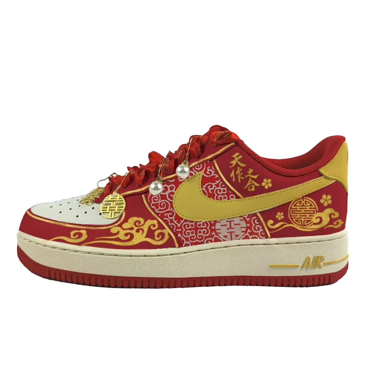 Nike Air Force 1 Abrasion Resistant Low top Skateboard Shoes Unisex Red