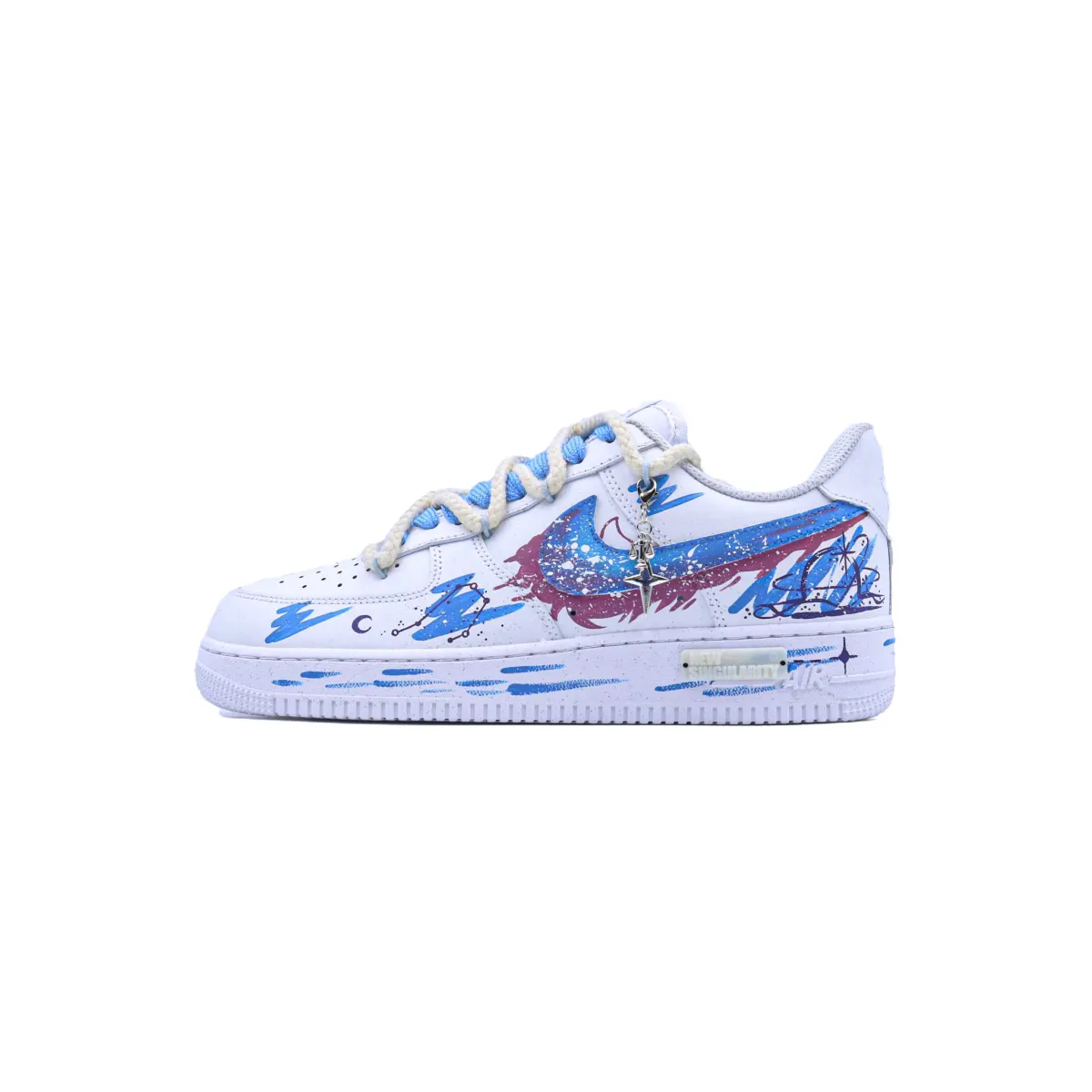 Nike Air Force 1 Slip Resistant Abrasion Resistant Low top Skateboard Shoes Unisex Blue Pink
