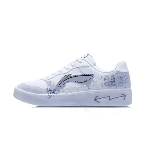 Li Ning Floating Boat Slip Resistant Abrasion Resistant Low top Skateboard Shoes Men's White Gray