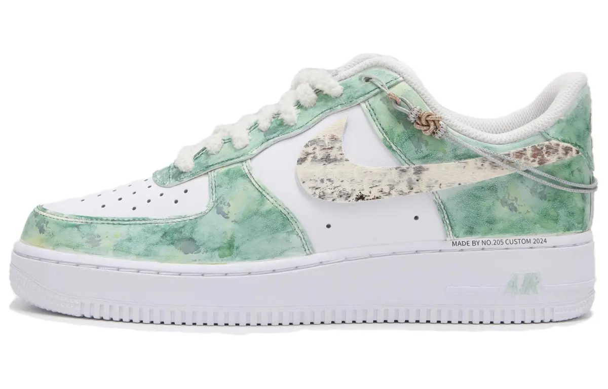 Nike Air Force 1 Abrasion Resistant Slip Resistant Low top Skateboard Shoes Men's White Green