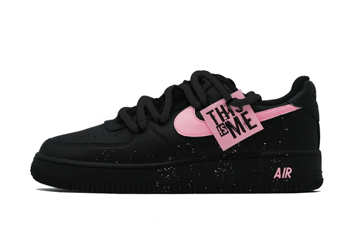 Nike Air Force 1 Dark Night Neon Abrasion Resistant Low top Skateboard Shoes Unisex Black Pink