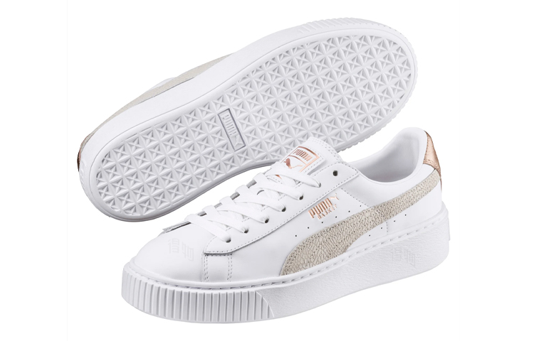 Женские кеды PUMA Basket Platform Euphoria (белый / серый / золотой) — фото 5