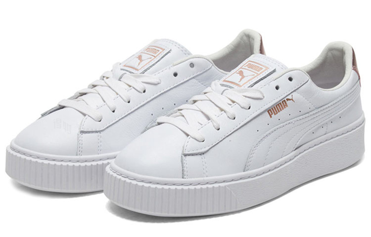 Женские кеды PUMA Basket Platform Rgh (бело-золотые) — фото 2
