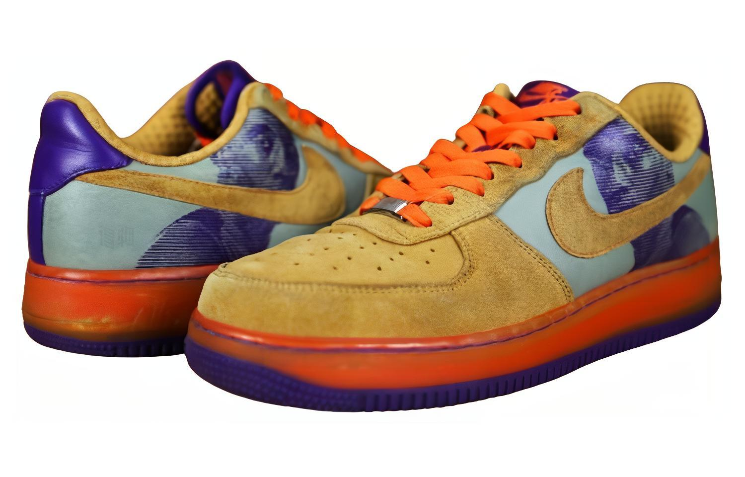 Мужские кроссовки Nike Air Force 1 Amare Stoudemire New Six (коричнево-синие) — фото 3