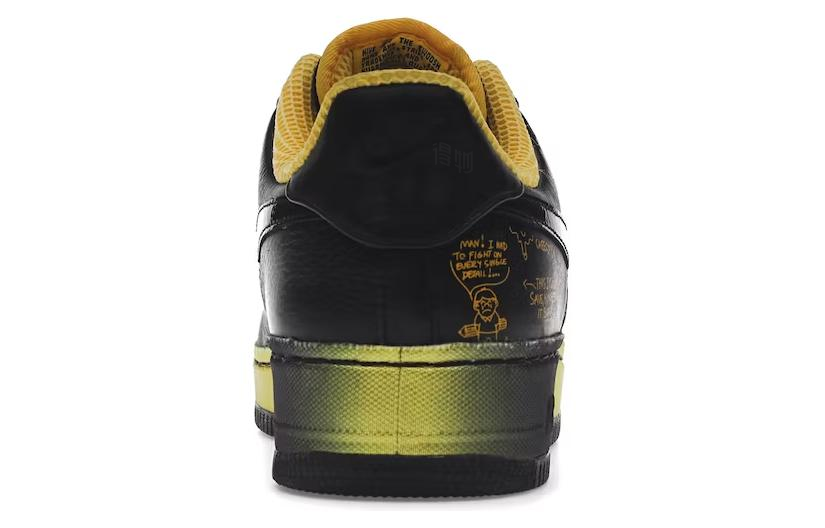 Мужские кеды Nike Air Force 1 (черно-желтые) — 黑/黑/玉米 — фото 4