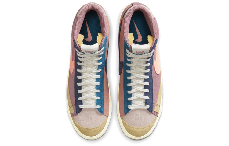 Мужские кеды Nike Blazer 77 VNTG WE Suede (синий / желтый / розовый / коричневый) — Синий / / жёлтый / розовый / коричневый — фото 4