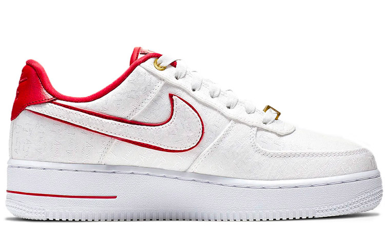 Женские кроссовки Nike Air Force 1 07 Lux (бело-красные) — фото 2