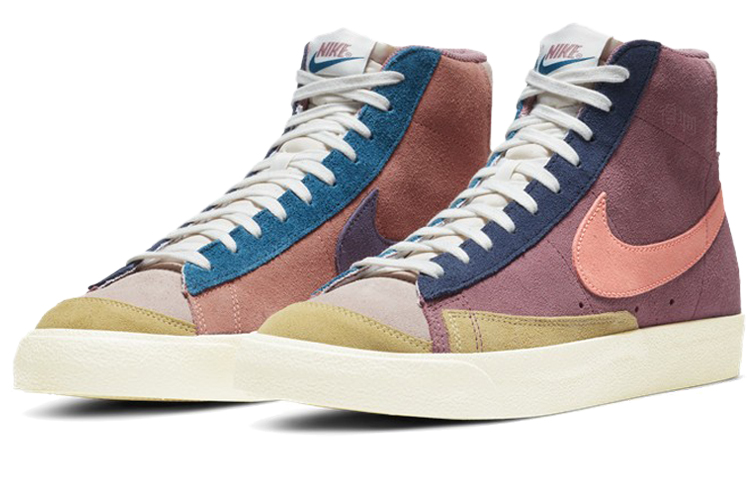 Мужские кеды Nike Blazer 77 VNTG WE Suede (синий / желтый / розовый / коричневый) — Синий / / жёлтый / розовый / коричневый — фото 3