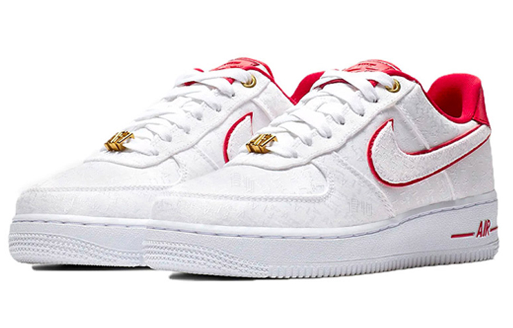 Женские кроссовки Nike Air Force 1 07 Lux (бело-красные) — фото 3