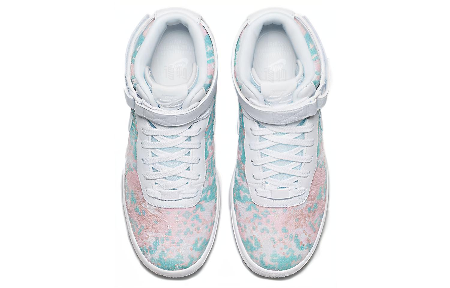 Женские кроссовки Nike Air Force 1 Upstep LX "Sequin Fabric" (белые) — Белый / белый — фото 4