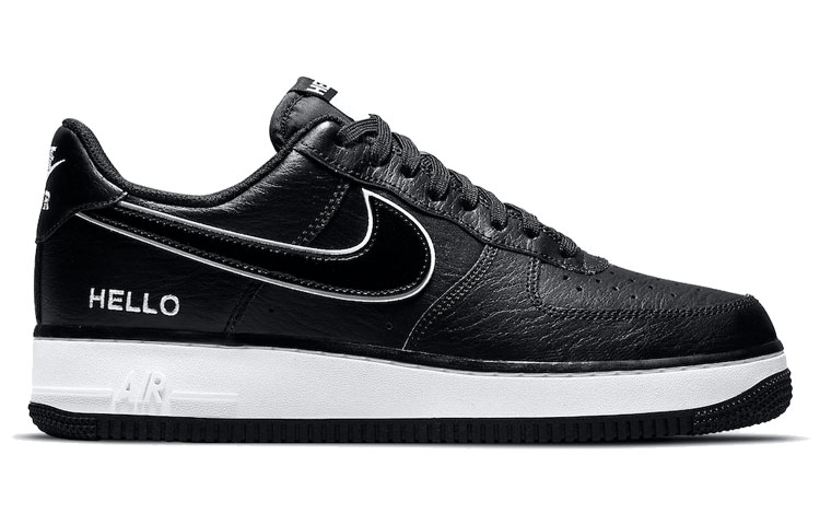 Мужские кроссовки Nike Air Force 1 '07 Lx "Hello" (черные / белые) — Чёрный / белый — фото 2