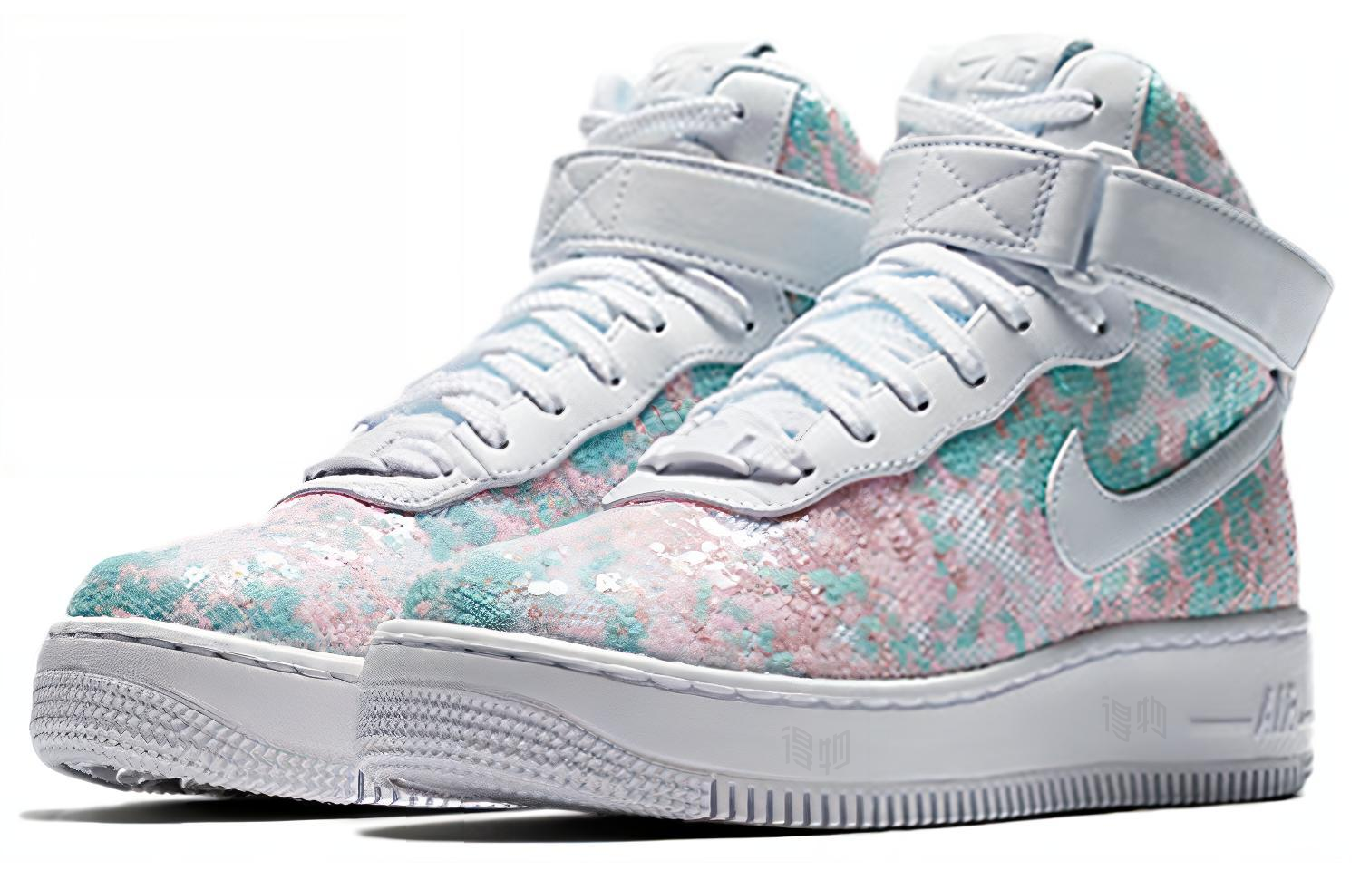 Женские кроссовки Nike Air Force 1 Upstep LX "Sequin Fabric" (белые) — Белый / белый — фото 3