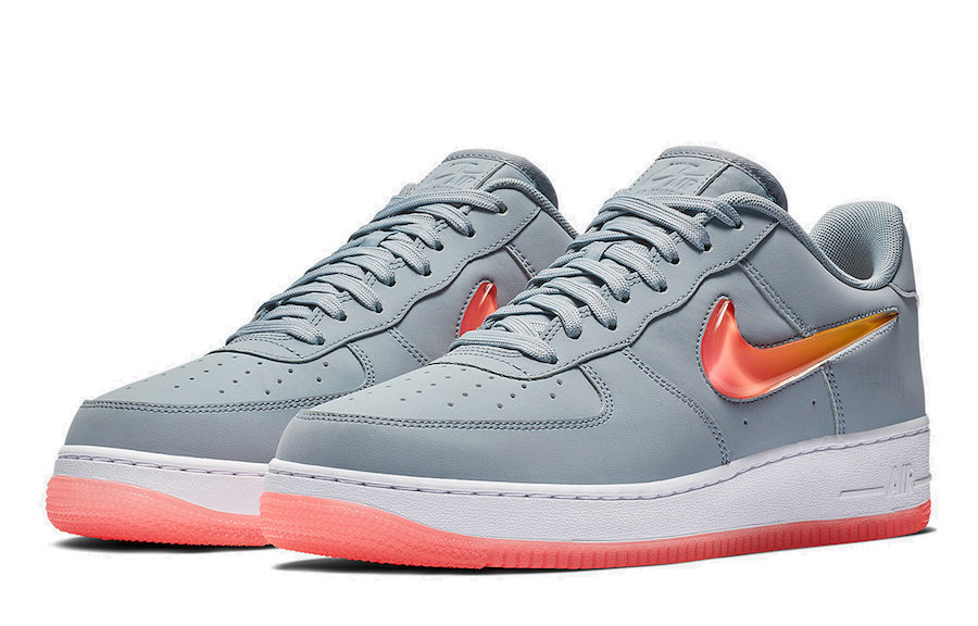 Мужские кроссовки Nike Air Force 1 Jewel (серый) — Серый / красный — фото 3