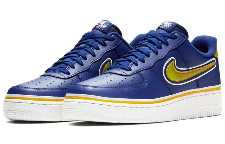 Кроссовки Nike Air Force 1 Sport NBA (сине-желтые) — Синий / жёлтый / белый — фото 3