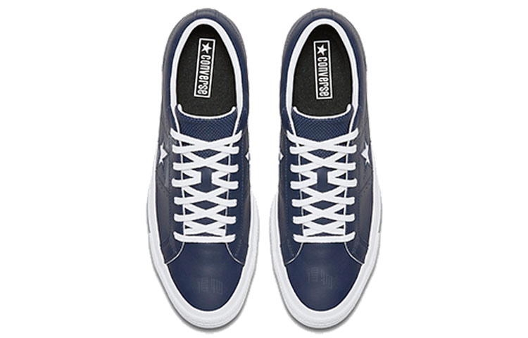 Кеды Converse One Star Perforated Leather Navy (серo-синие) — фото 3