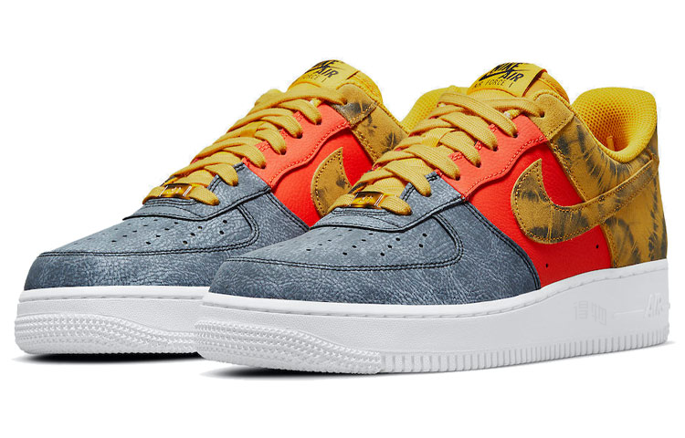 Мужские кроссовки Nike Air Force 1 dark sulphur (желто-оранжево-серый) — Жёлтый / оранжевый / серый — фото 3