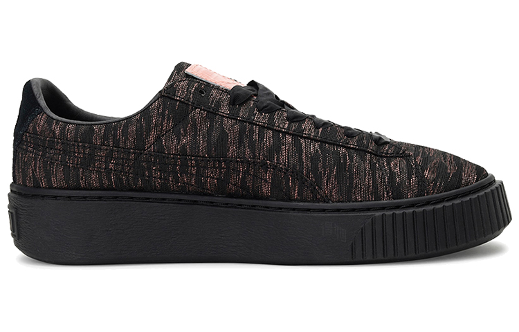 Женские кеды PUMA Basket Platform Velvet Rope (черно-коричневые) — фото 2
