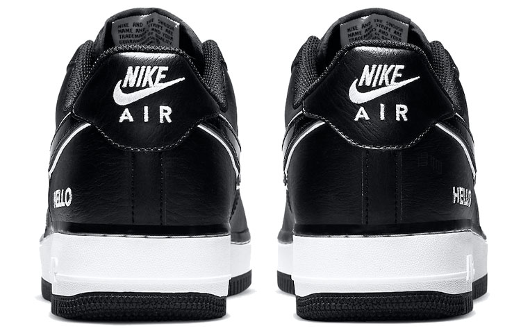 Мужские кроссовки Nike Air Force 1 '07 Lx "Hello" (черные / белые) — Чёрный / белый — фото 5