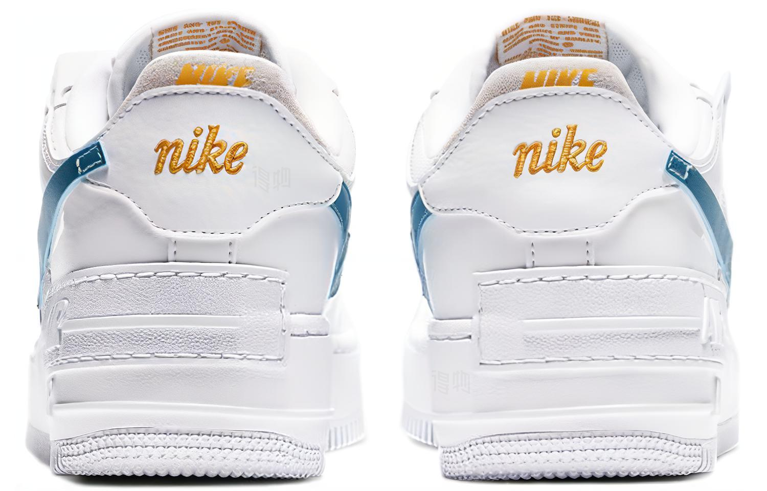 Женские кроссовки Nike Air Force 1 Shadow (бело-серо-синие) — фото 5