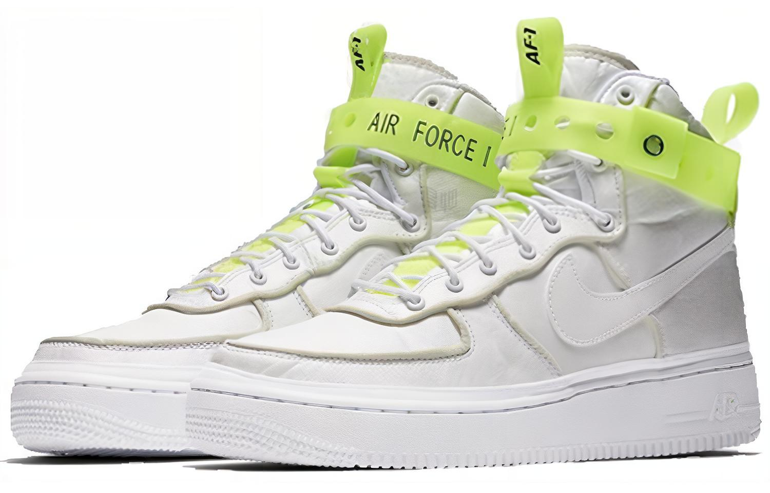 Мужские кроссовки Nike Air Force 1 (бело-зеленые) — 白/荧光绿 — фото 3