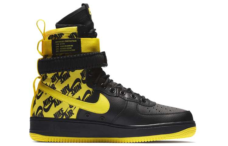 Мужские кеды Nike Air Force 1 OG (черно-желтые) — фото 2