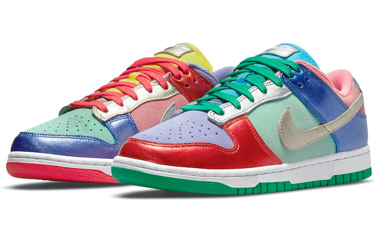 Женские кроссовки Nike Dunk "Sunset Pulse" (оранжево-сине-розовые) — Оранжевый / синий / розовый — фото 3