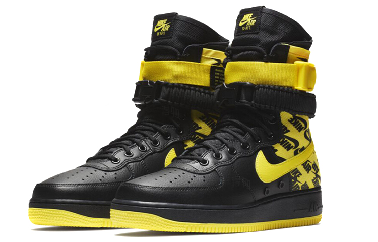 Мужские кеды Nike Air Force 1 OG (черно-желтые) — фото 3
