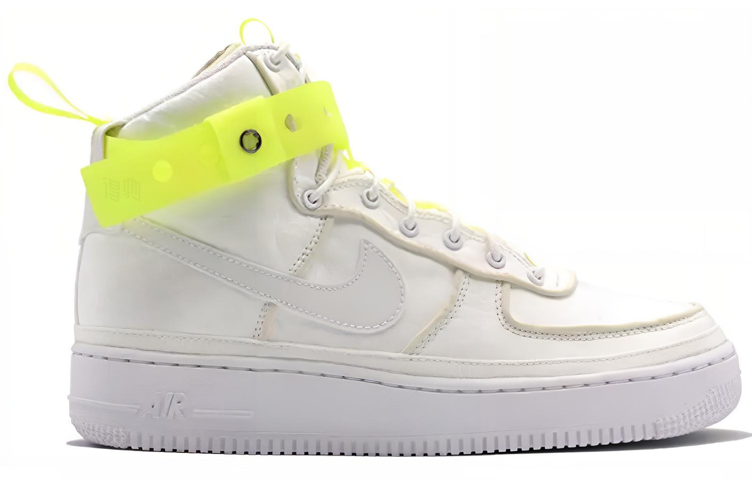 Мужские кроссовки Nike Air Force 1 (бело-зеленые) — 白/荧光绿 — фото 2