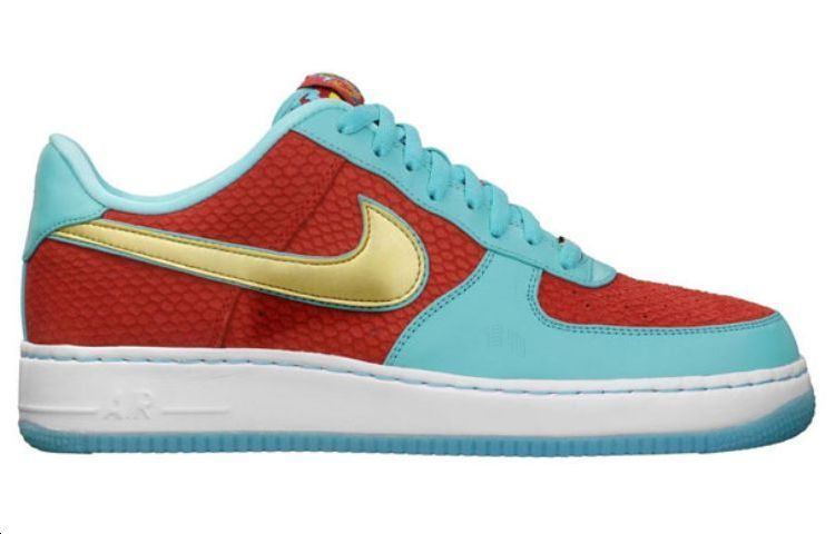 Мужские кроссовки Nike Air Force 1 Year of the Dragon 2 (сине-красно-золотые) — 运动红/金属黄金 — фото 2