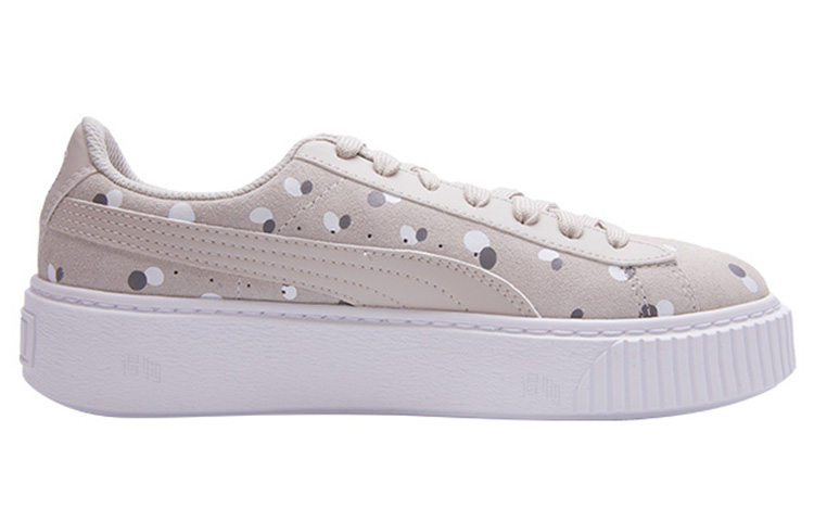 Женские кеды PUMA Suede Platform Dots Jr (серо-белые) — фото 2