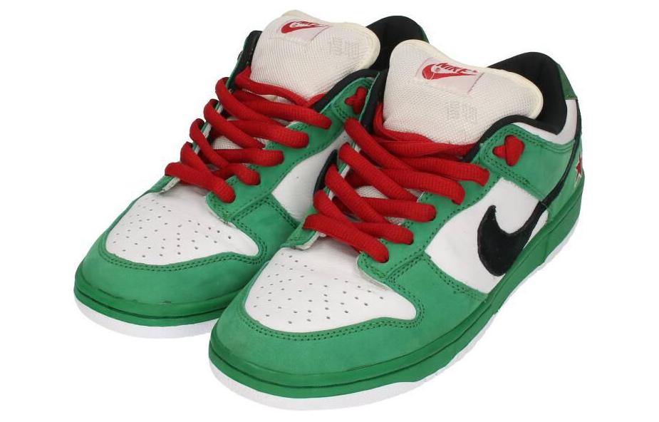 Мужские кроссовки Nike Dunk SB Heineken (зеленые) — Зелёный / чёрный / белый / красный — фото 2
