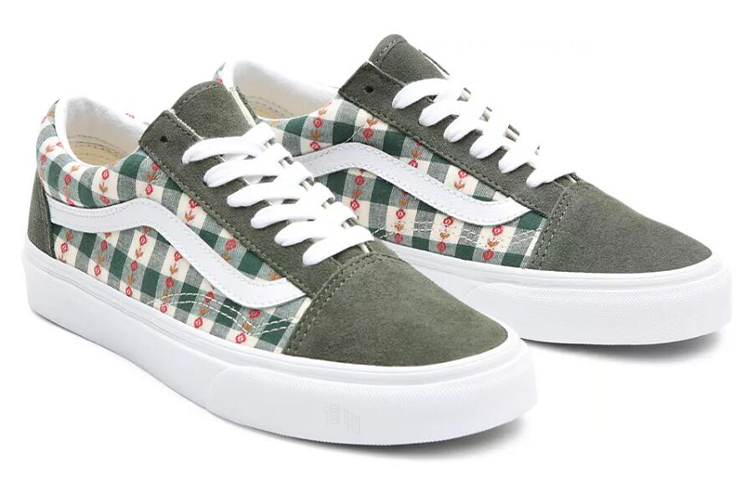 Кеды Vans Old Skool (бело-зелено-красные) — фото 3