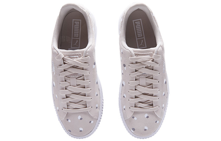 Женские кеды PUMA Suede Platform Dots Jr (серо-белые) — фото 4