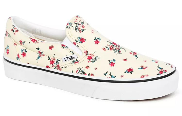 Кеды Vans slip-on Classic (белые с цветами) — фото 3