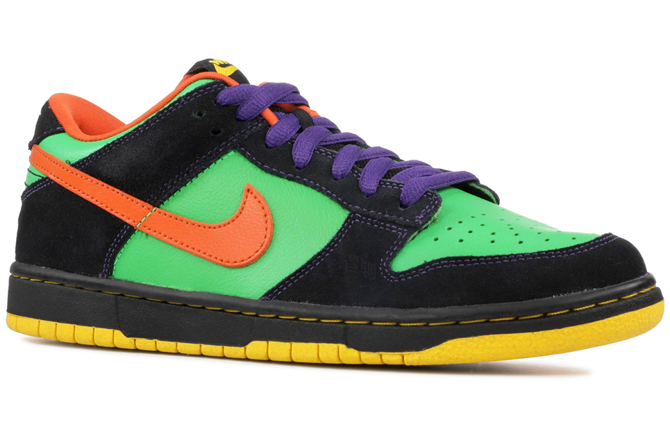 Кеды Nike Dunk SB (разноцветный) — Оранжевый / чёрный / зелёный — фото 2