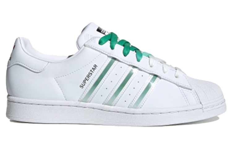 Кеды adidas Originals Superstar (бело-зеленые) — Белый / зелёный — фото 2