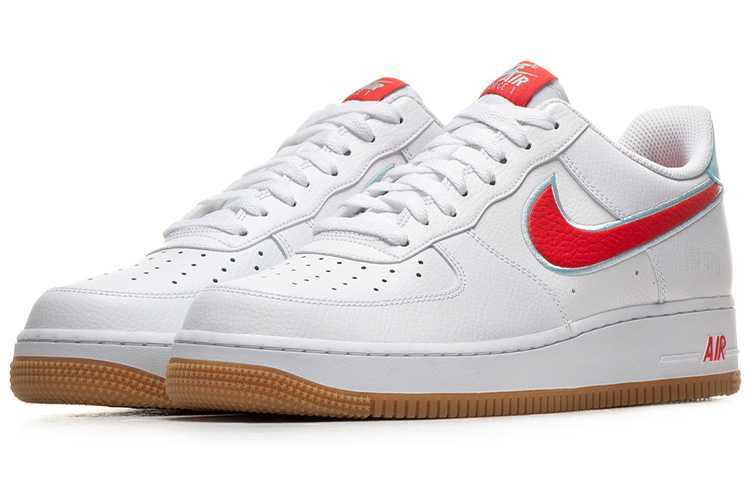 Мужские кроссовки Nike Air Force 1 (бело-красные) — Белыйкрасный — фото 3