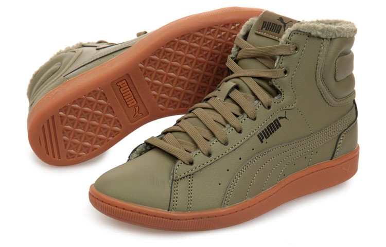 Женские кеды PUMA Vikky Mid L Fur (хаки) — фото 3