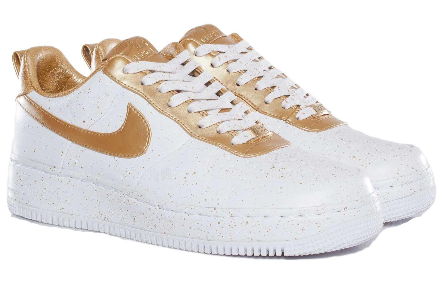 Мужские кроссовки Nike NikeAir Force 1 Supreme Gold Medal (миндально-белый) — 白/金属黄金 — фото 3