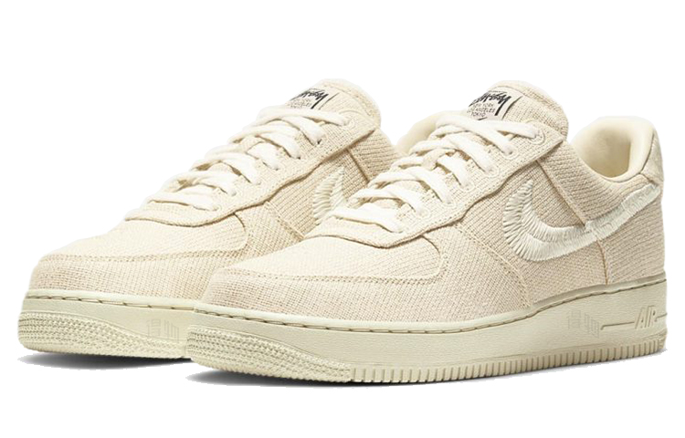 Кроссовки Nike × Stussy Air Force 1 Low (молочный) — фото 3