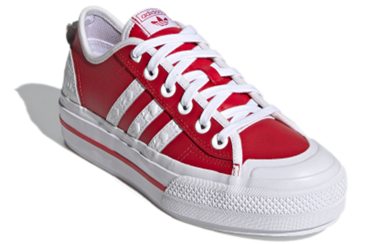 Женские кеды adidas originals NIZZA Rf Platform (красно-белые) — фото 3