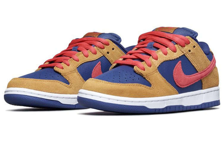 Кеды Nike Dunk SB Pro (коричневый с красным и синим) — Коричневый / красный / синий — фото 3